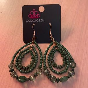 Olive green beaded earrings